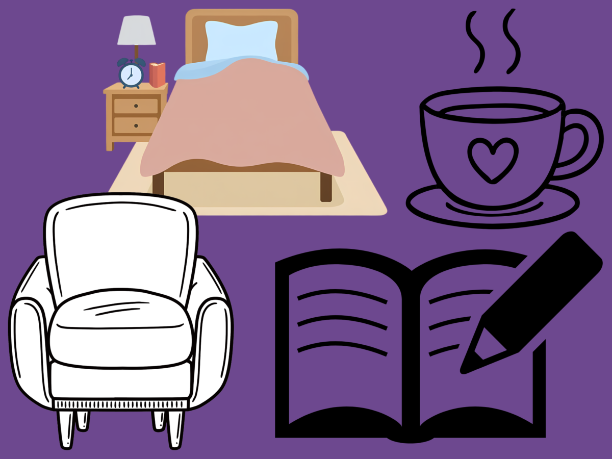 Fauteuil cosy avec livre, tasse d'infusion et lit douillet pour retrouver le sommeil après un burnout