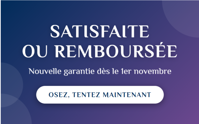 Politique "satisfaite ou remboursée" par Sophie Ame lors de la 1ère séance