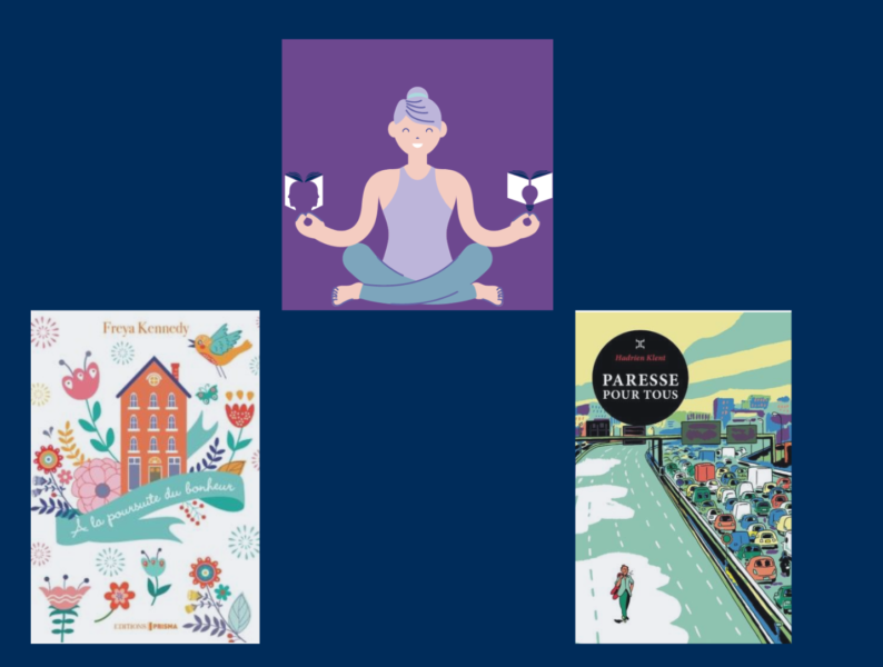 couverture des 2 livres de l'article Paresse pour tous et A la poursuite du bonheur